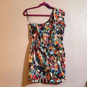 Forever 21 Womens Dress Sze SP Blue Tie Waist One Shoulder Sheath Dress